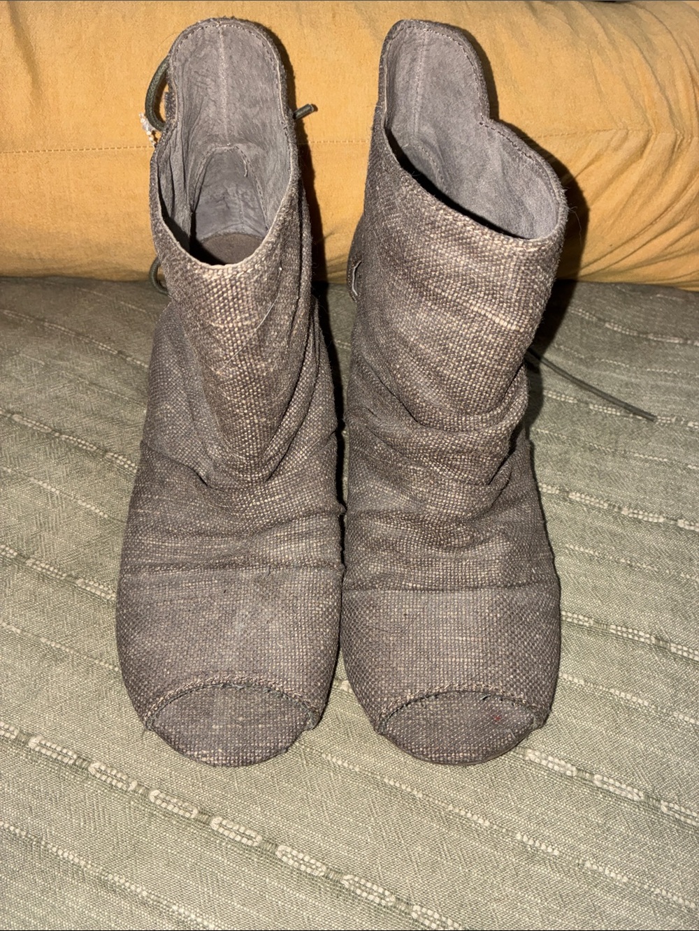 Textured Gray Slouch Ankle Booties - Women's Casual Booties